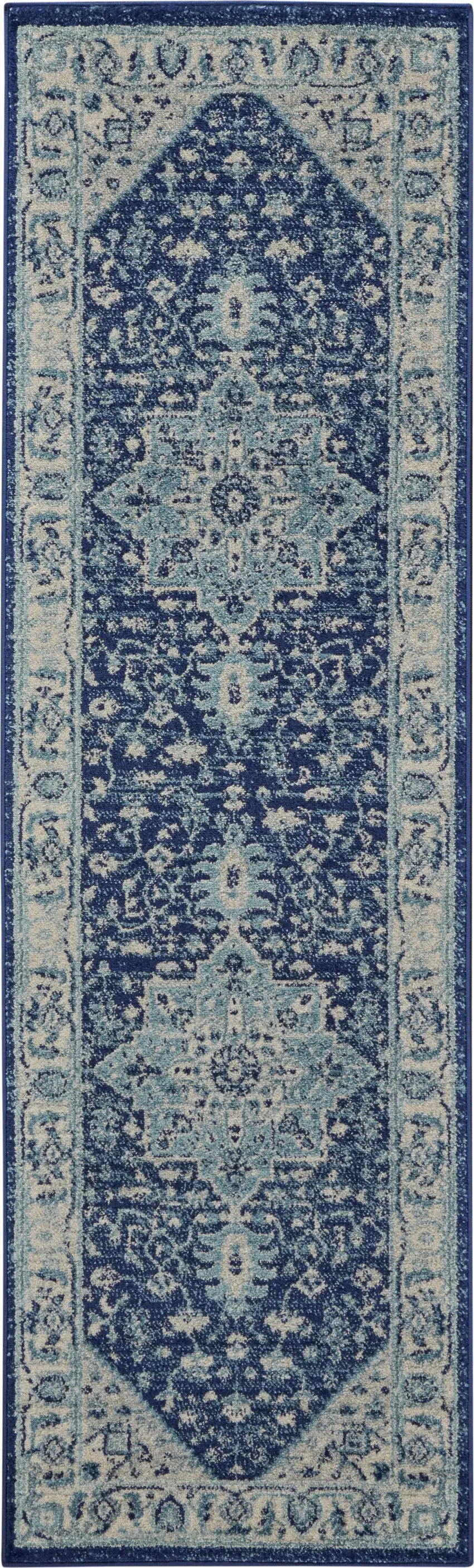 Ivory And Gray Floral Medallion Distressed Area Rug Photo 1