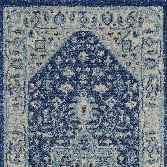 Ivory And Gray Floral Medallion Distressed Area Rug Photo 6