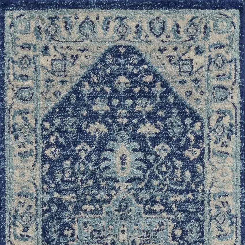 Ivory And Gray Floral Medallion Distressed Area Rug Photo 6