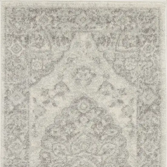 Ivory And Gray Floral Medallion Distressed Area Rug Photo 7