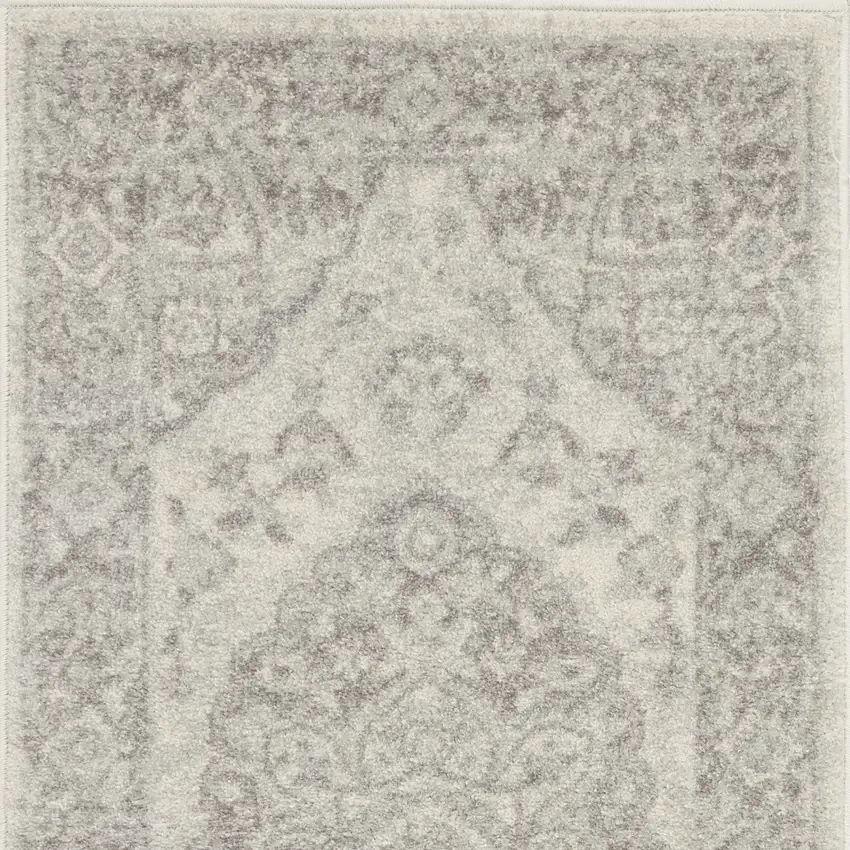 Ivory And Gray Floral Medallion Distressed Area Rug Photo 7