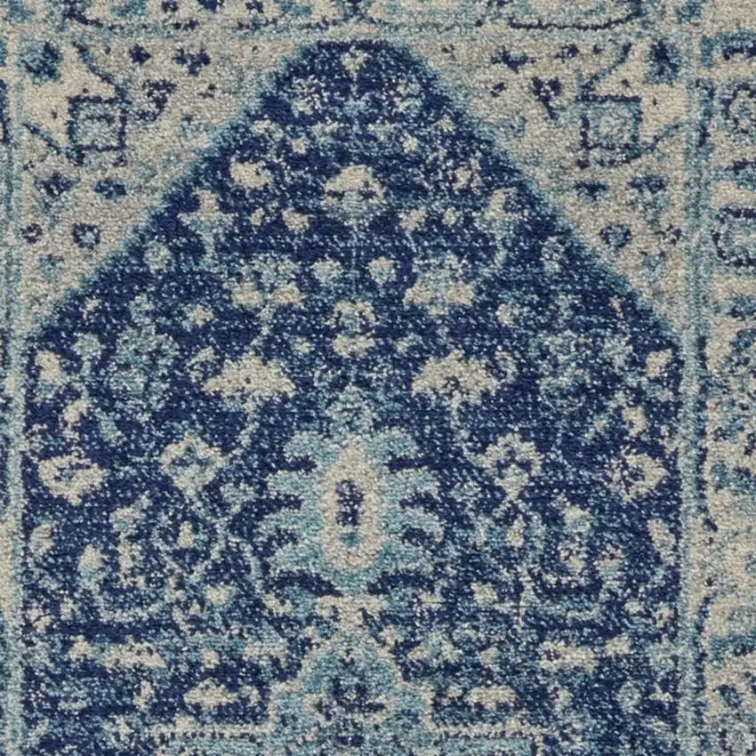 Ivory And Gray Floral Medallion Distressed Area Rug Photo 3