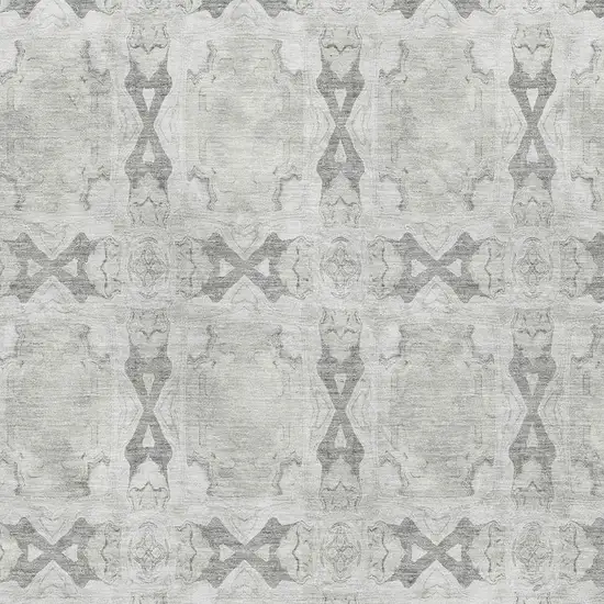 Ivory And Gray Floral Medallion Washable Area Rug With UV Protection Photo 3