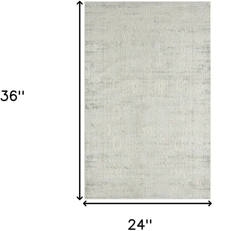 Ivory And Gray Floral Stain Resistant Area Rug Photo 7
