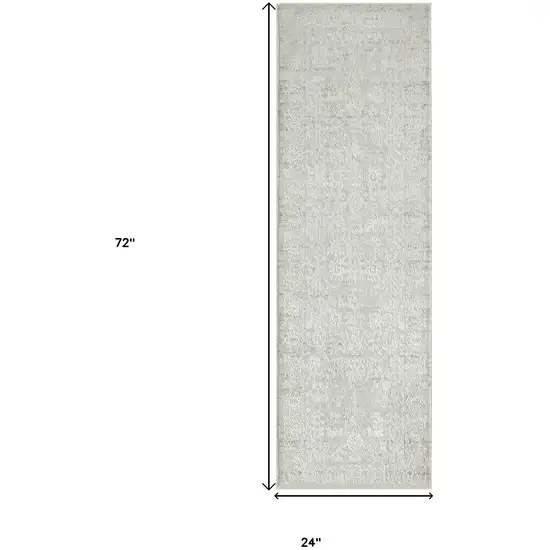 2' X 6' Ivory And Gray Floral Stain Resistant Area Rug Photo 3