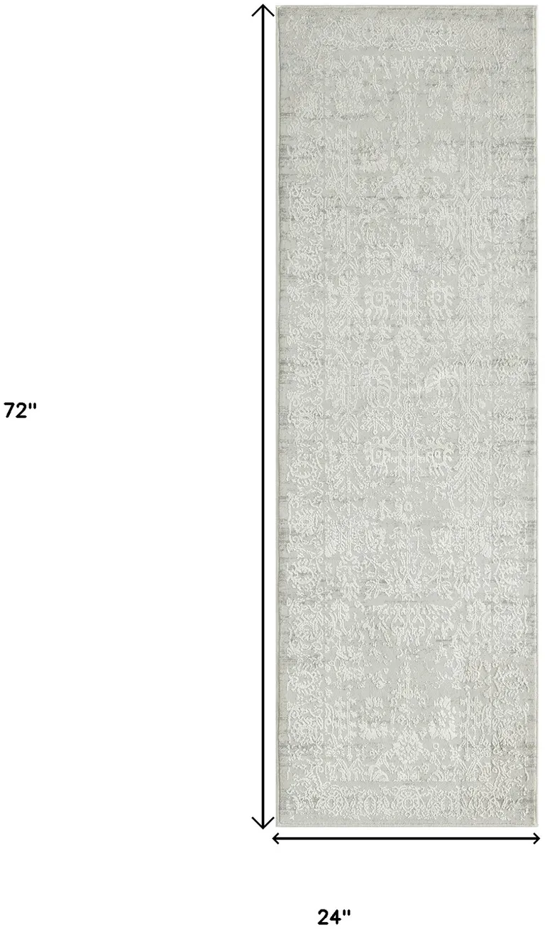 Ivory And Gray Floral Stain Resistant Area Rug Photo 3