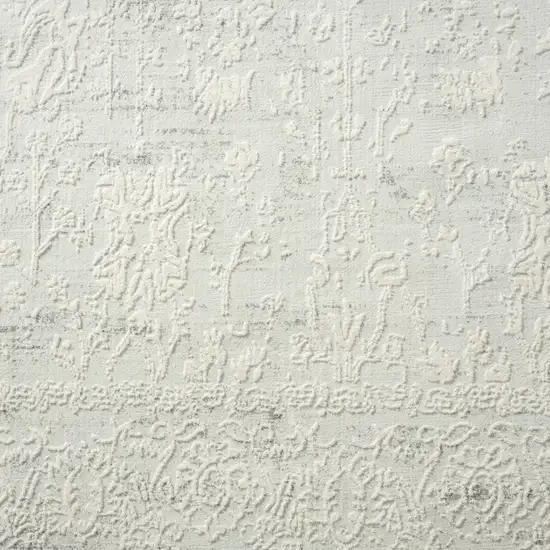 2' X 6' Ivory And Gray Floral Stain Resistant Area Rug Photo 8