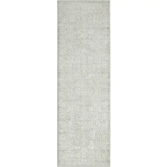 2' X 6' Ivory And Gray Floral Stain Resistant Area Rug Photo 2