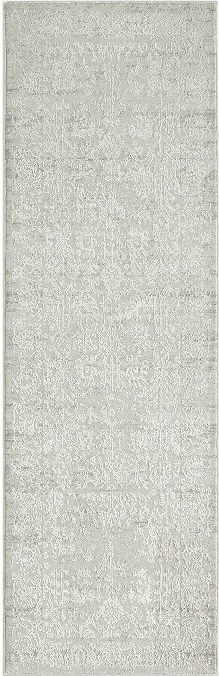 Ivory And Gray Floral Stain Resistant Area Rug Photo 2