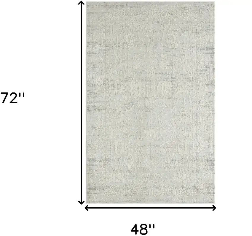 Ivory And Gray Floral Stain Resistant Area Rug Photo 8