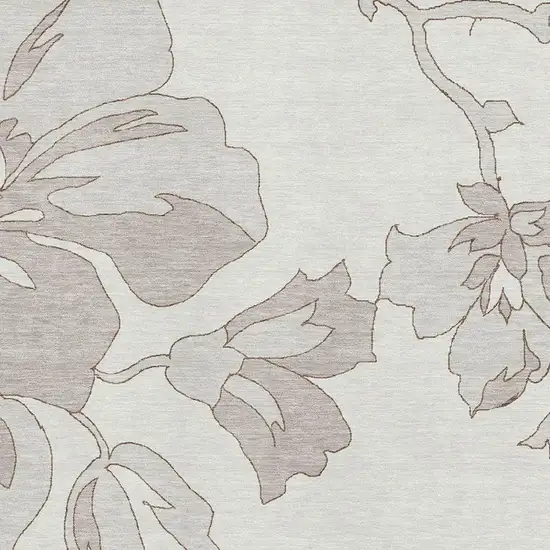 Ivory And Gray Floral Washable Area Rug With UV Protection Photo 3