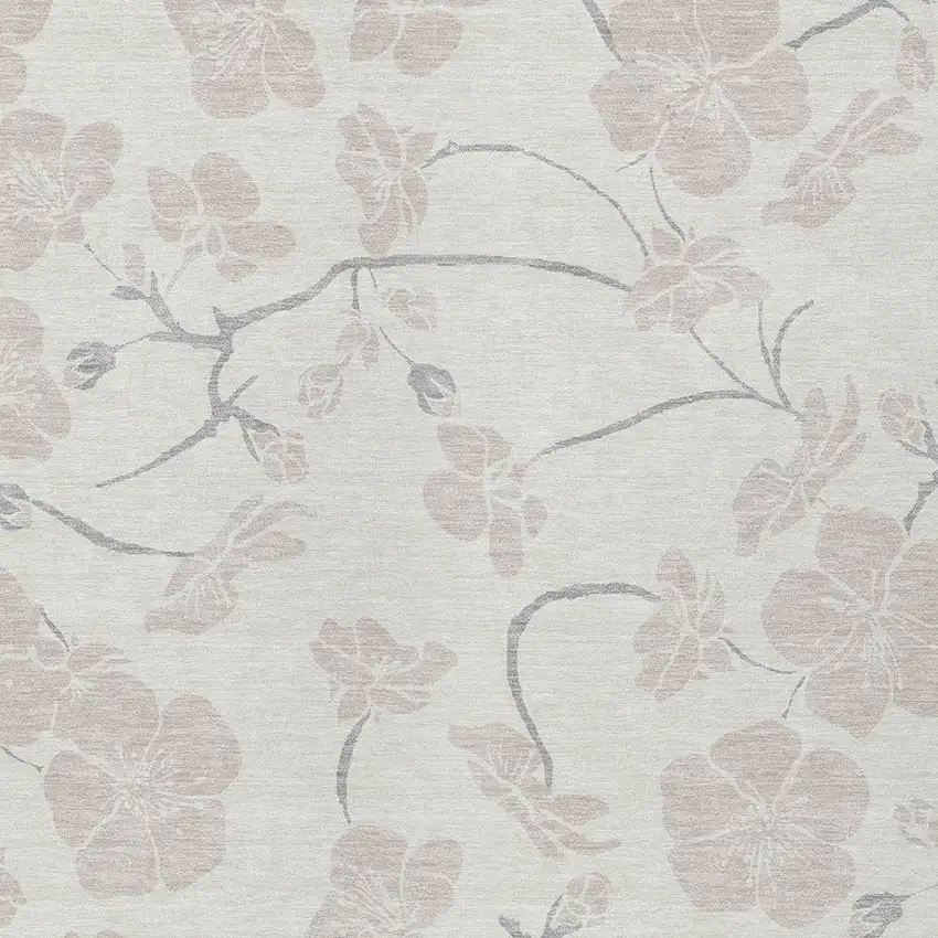 Ivory And Gray Floral Washable Indoor Outdoor Area Rug Photo 6