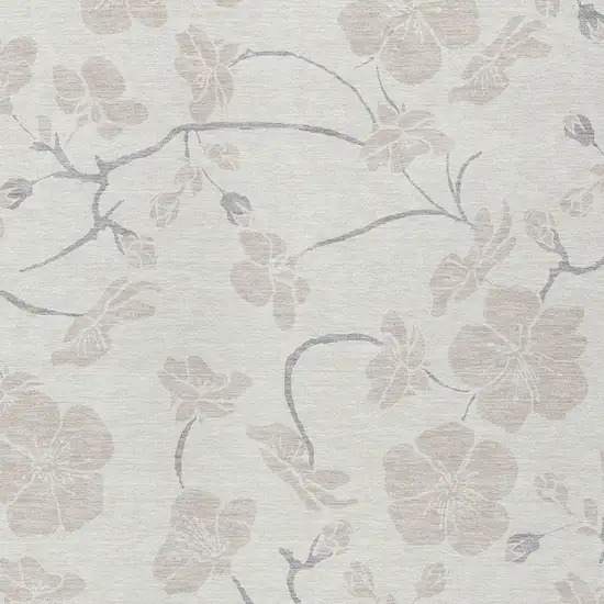 Ivory And Gray Floral Washable Indoor Outdoor Area Rug Photo 4