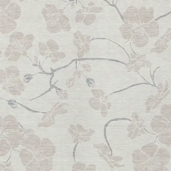 Ivory And Gray Floral Washable Indoor Outdoor Area Rug Photo 6