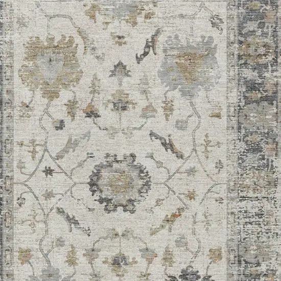 Ivory And Gray Floral Washable Indoor Outdoor Area Rug Photo 3