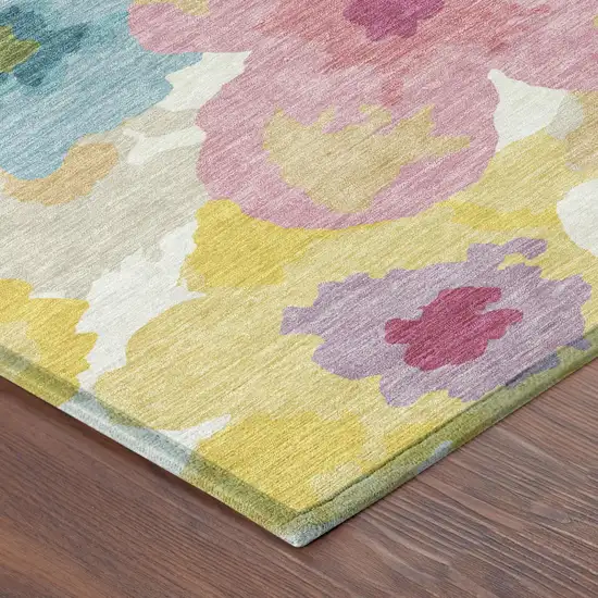 Ivory And Gray Floral Washable Indoor Outdoor Area Rug Photo 4