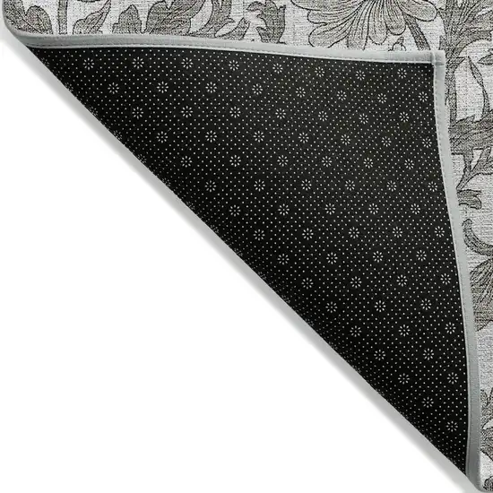 Ivory And Gray Floral Washable Indoor Outdoor Area Rug Photo 4