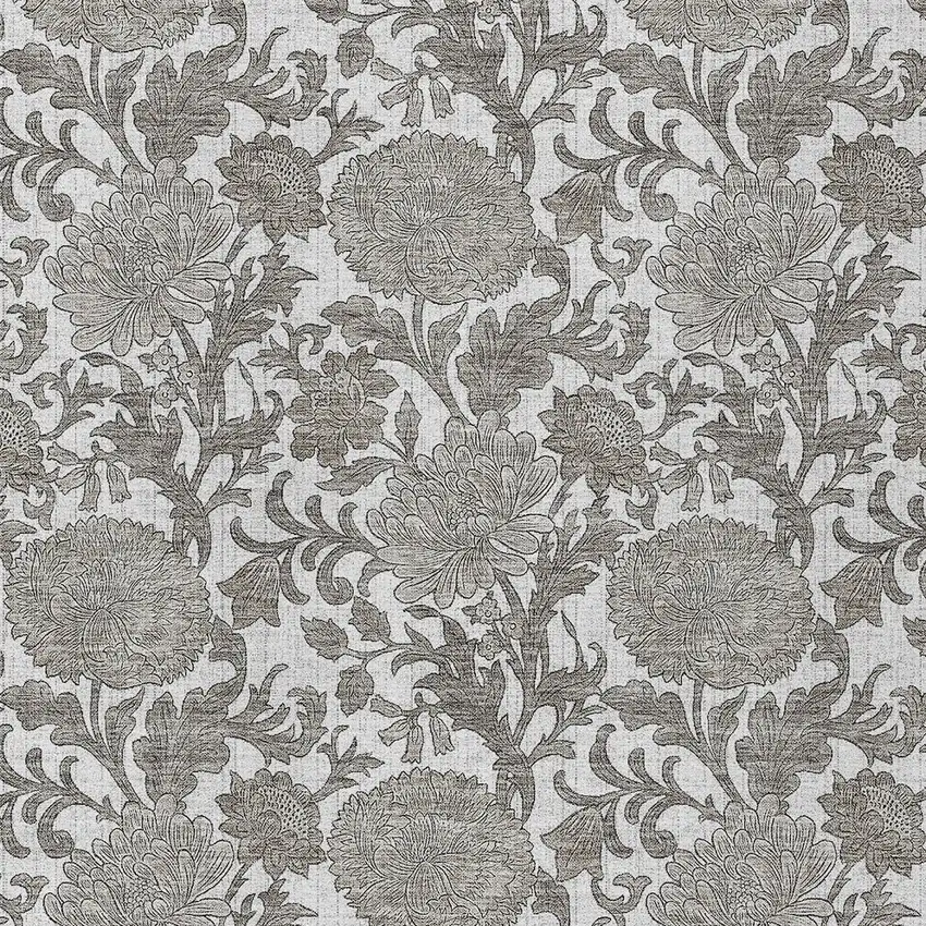 Ivory And Gray Floral Washable Indoor Outdoor Area Rug Photo 6