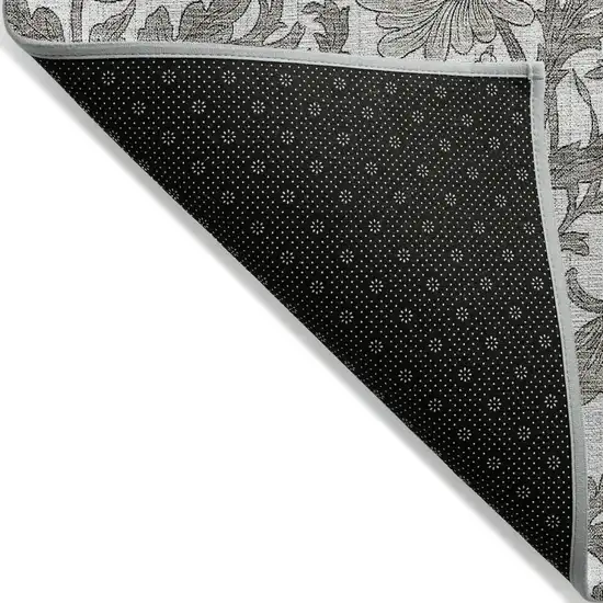 Ivory And Gray Floral Washable Indoor Outdoor Area Rug Photo 4