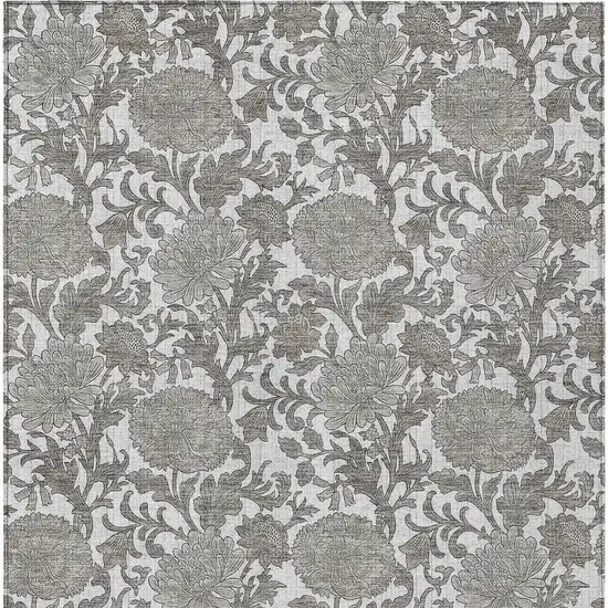 Ivory And Gray Floral Washable Indoor Outdoor Area Rug Photo 6