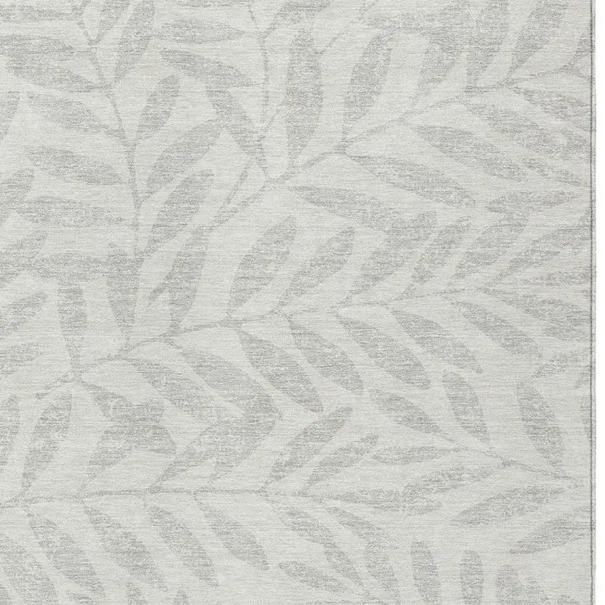Ivory And Gray Floral Washable Indoor Outdoor Area Rug Photo 6