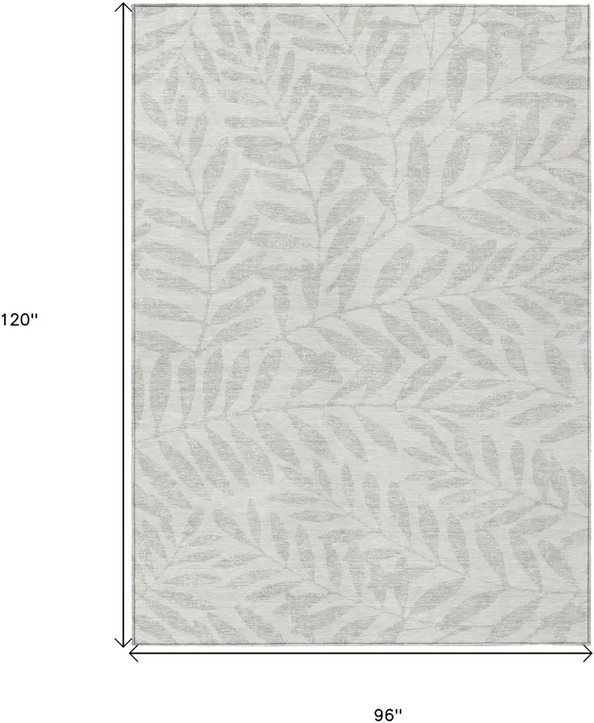 Ivory And Gray Floral Washable Indoor Outdoor Area Rug Photo 3