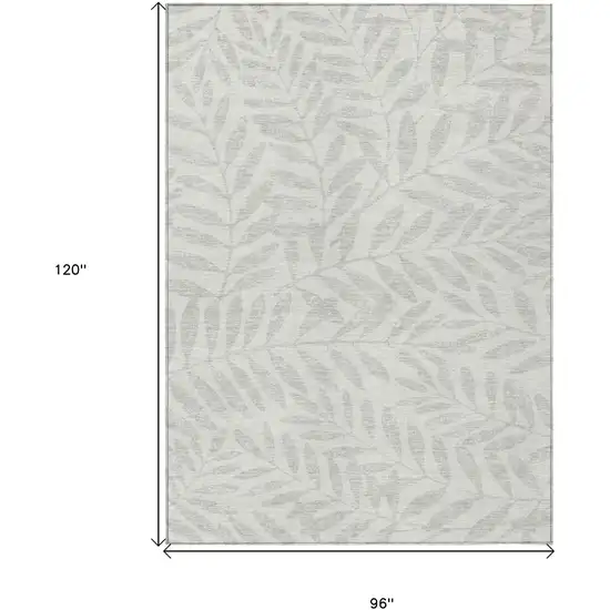 Ivory And Gray Floral Washable Indoor Outdoor Area Rug Photo 3