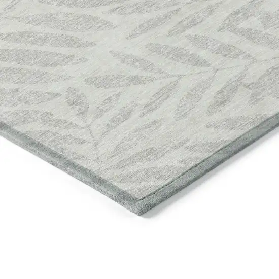 Ivory And Gray Floral Washable Indoor Outdoor Area Rug Photo 5