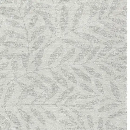 Ivory And Gray Floral Washable Indoor Outdoor Area Rug Photo 6