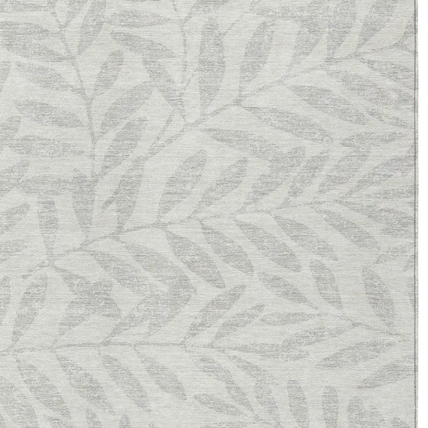 Ivory And Gray Floral Washable Indoor Outdoor Area Rug Photo 6