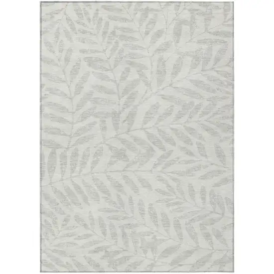 Ivory And Gray Floral Washable Indoor Outdoor Area Rug Photo 2