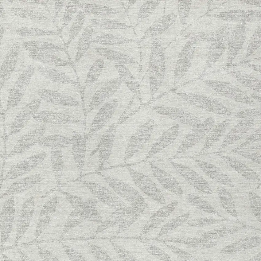 Ivory And Gray Floral Washable Indoor Outdoor Area Rug Photo 6