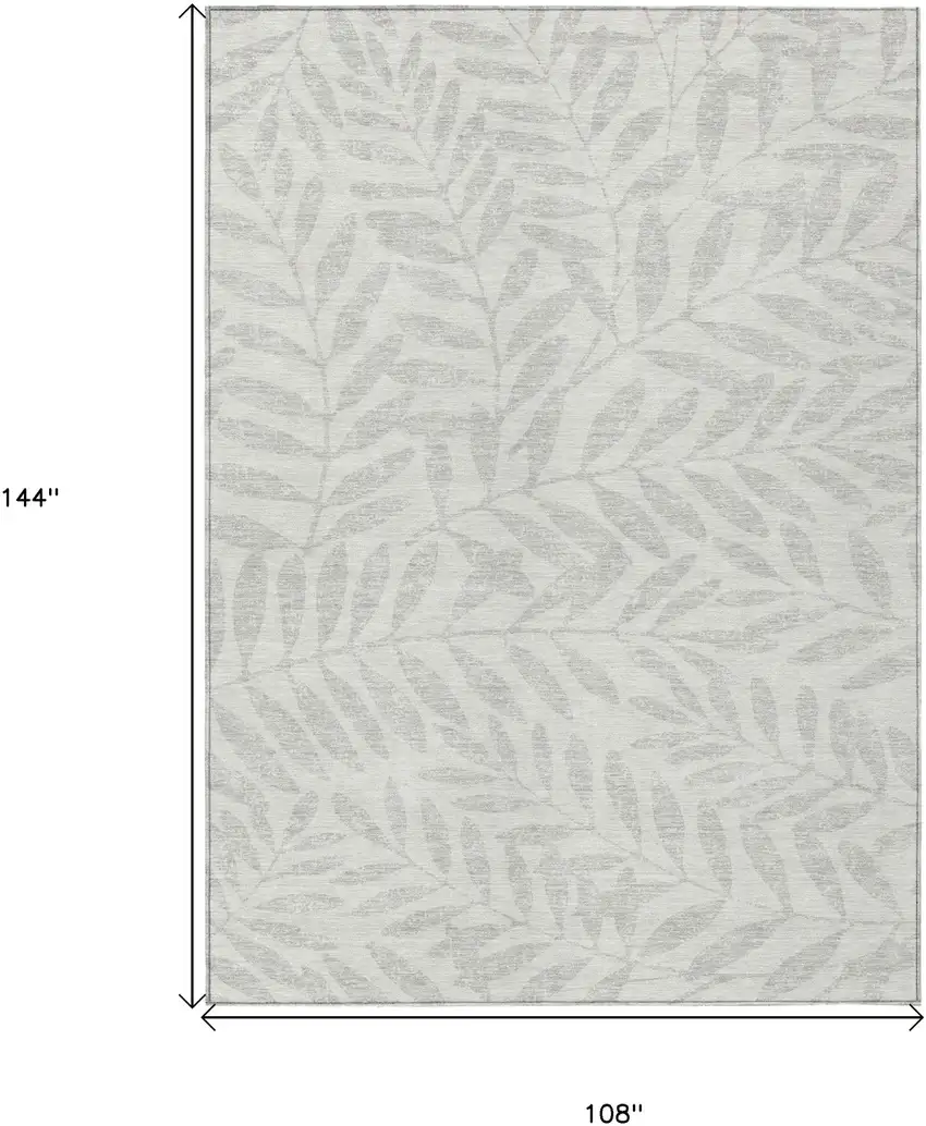Ivory And Gray Floral Washable Indoor Outdoor Area Rug Photo 3