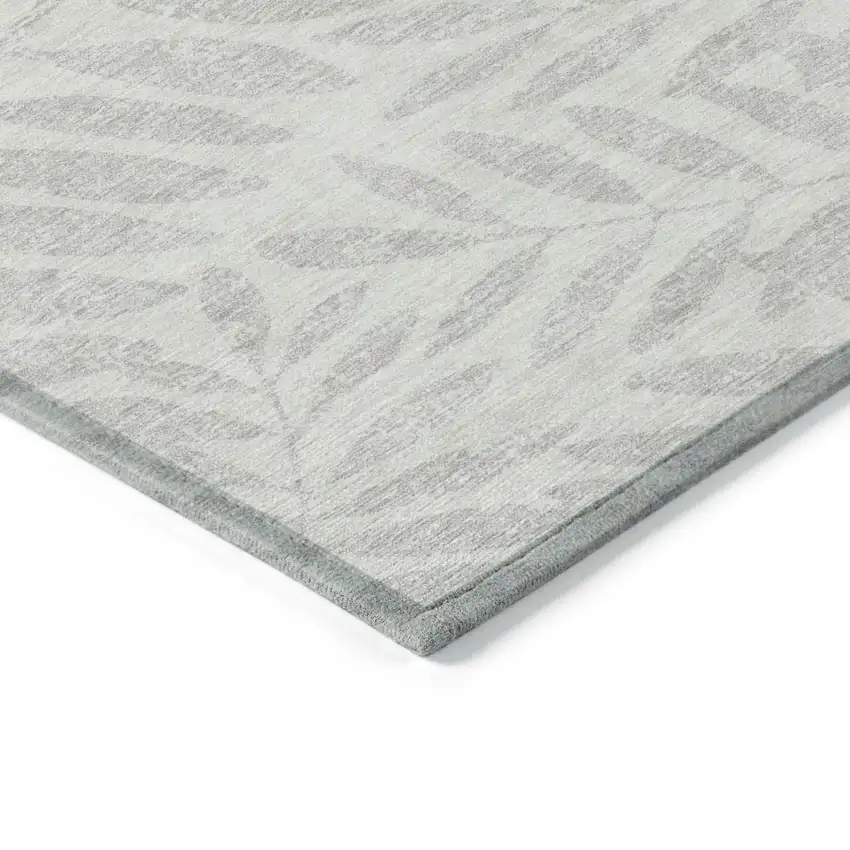 Ivory And Gray Floral Washable Indoor Outdoor Area Rug Photo 5