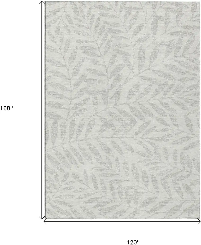 Ivory And Gray Floral Washable Indoor Outdoor Area Rug Photo 3