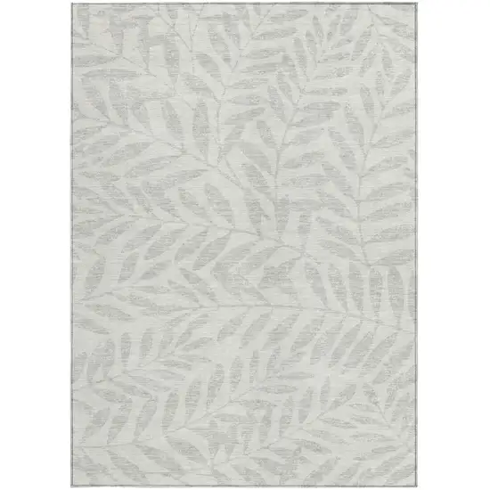 Ivory And Gray Floral Washable Indoor Outdoor Area Rug Photo 7