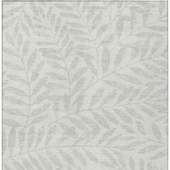 Ivory And Gray Floral Washable Indoor Outdoor Area Rug Photo 6