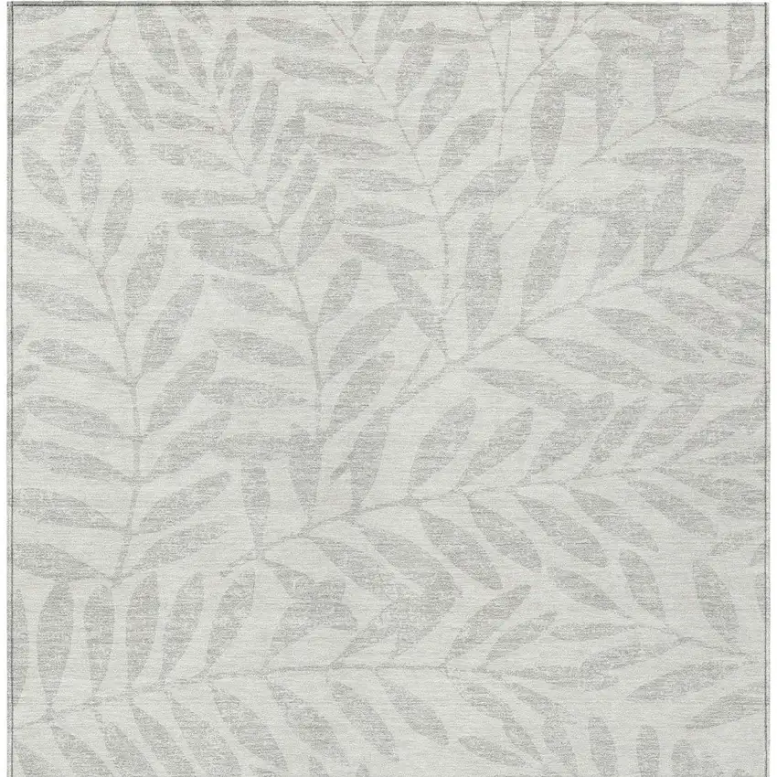 Ivory And Gray Floral Washable Indoor Outdoor Area Rug Photo 6