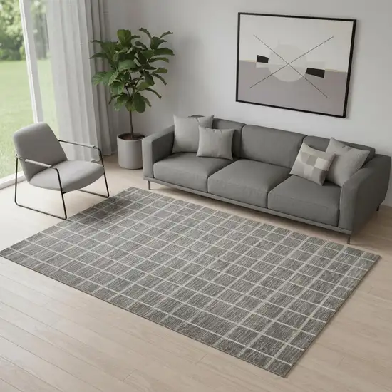 Ivory And Gray Geometric Area Rug Photo 1