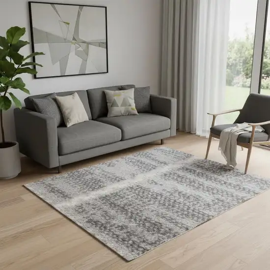 Ivory And Gray Geometric Area Rug Photo 1