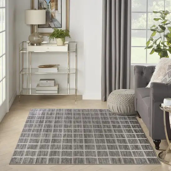 Ivory And Gray Geometric Area Rug Photo 4