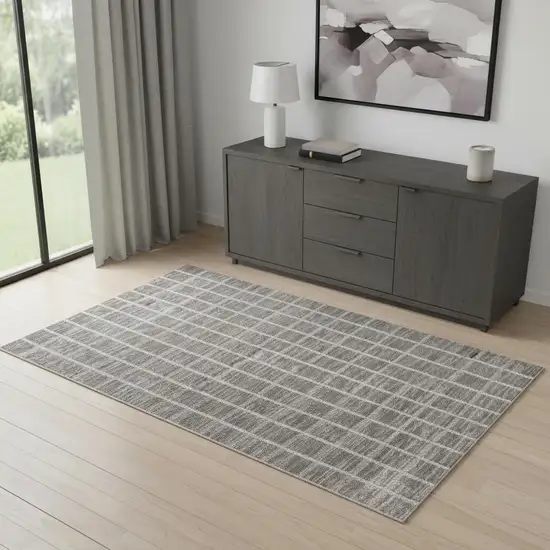 Ivory And Gray Geometric Area Rug Photo 1