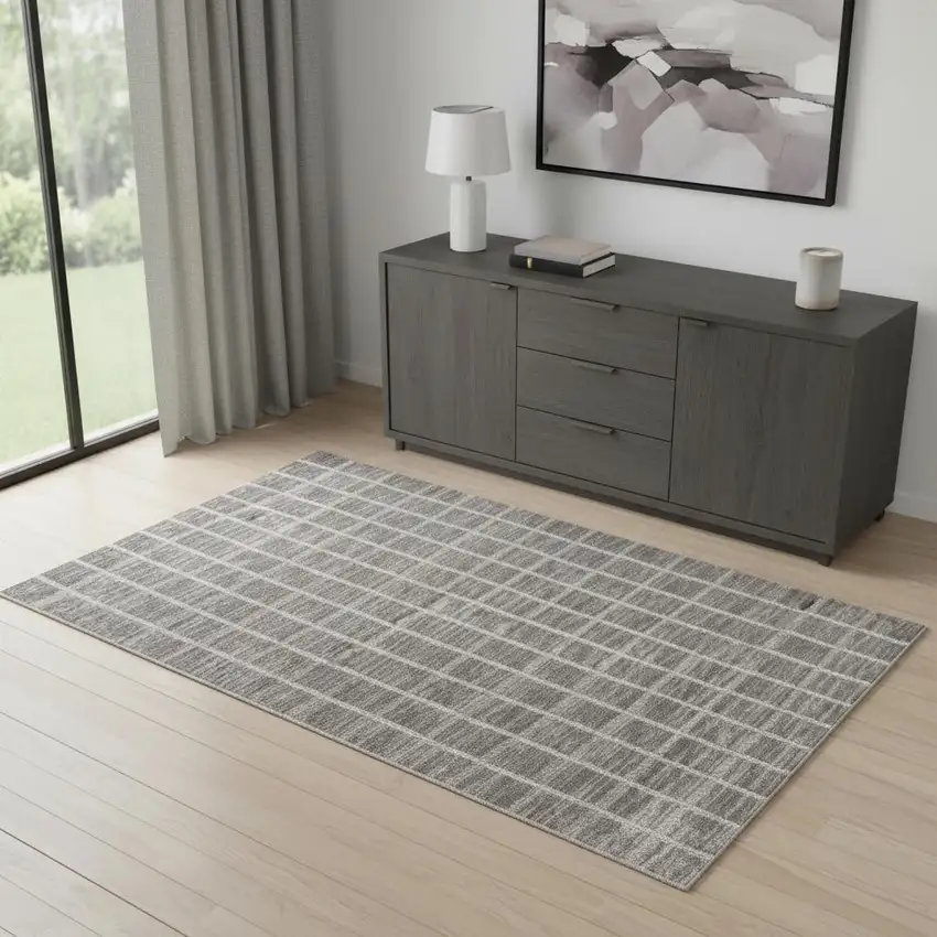 Ivory And Gray Geometric Area Rug Photo 1