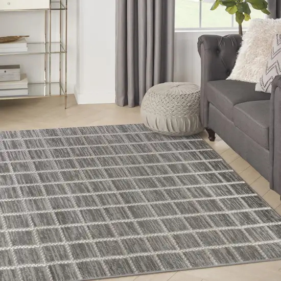 Ivory And Gray Geometric Area Rug Photo 3