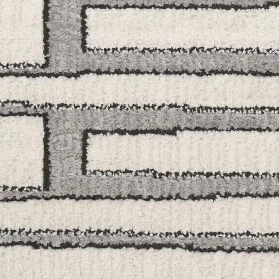 Ivory And Gray Geometric Area Rug Photo 3