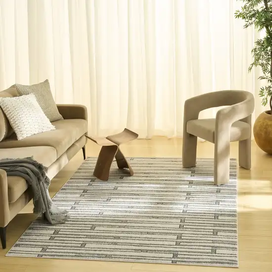 Ivory And Gray Geometric Area Rug Photo 4