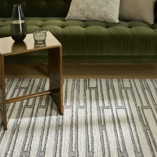 Ivory And Gray Geometric Area Rug Photo 5