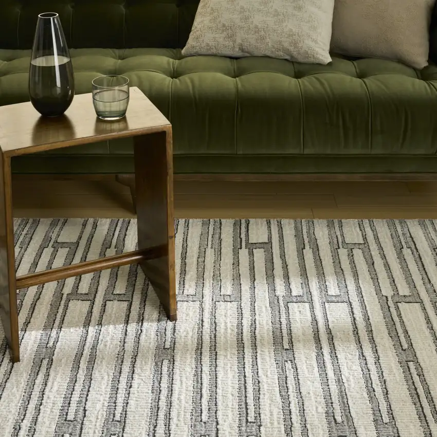 Ivory And Gray Geometric Area Rug Photo 5