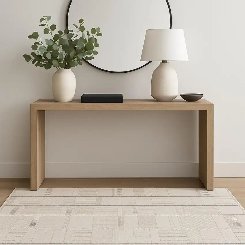 Ivory And Gray Geometric Area Rug Photo 1