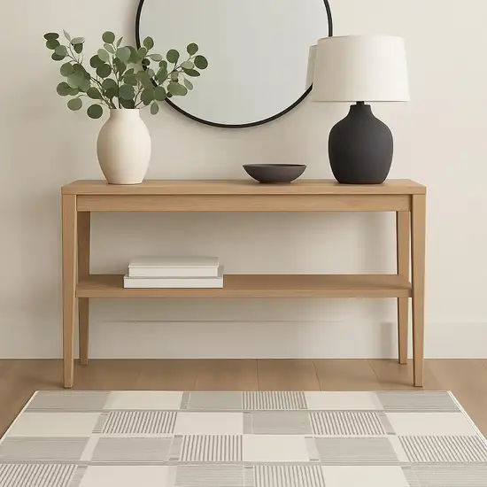 Ivory And Gray Geometric Area Rug Photo 1